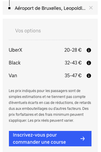 Δοκιμάστε και ελέγξτε την Uber Brussels