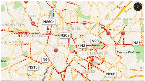 Informazioni sul traffico in tempo reale a Bruxelles, evita gli ingorghi