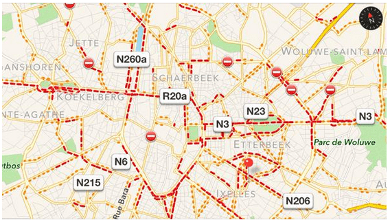 Ζωντανές πληροφορίες κυκλοφορίας στις Βρυξέλλες, αποφύγετε την κυκλοφοριακή συμφόρηση