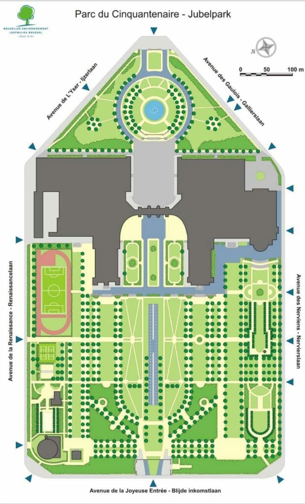 Plan du Parc du Cinquentenaire (c) https://gardens.brussels/