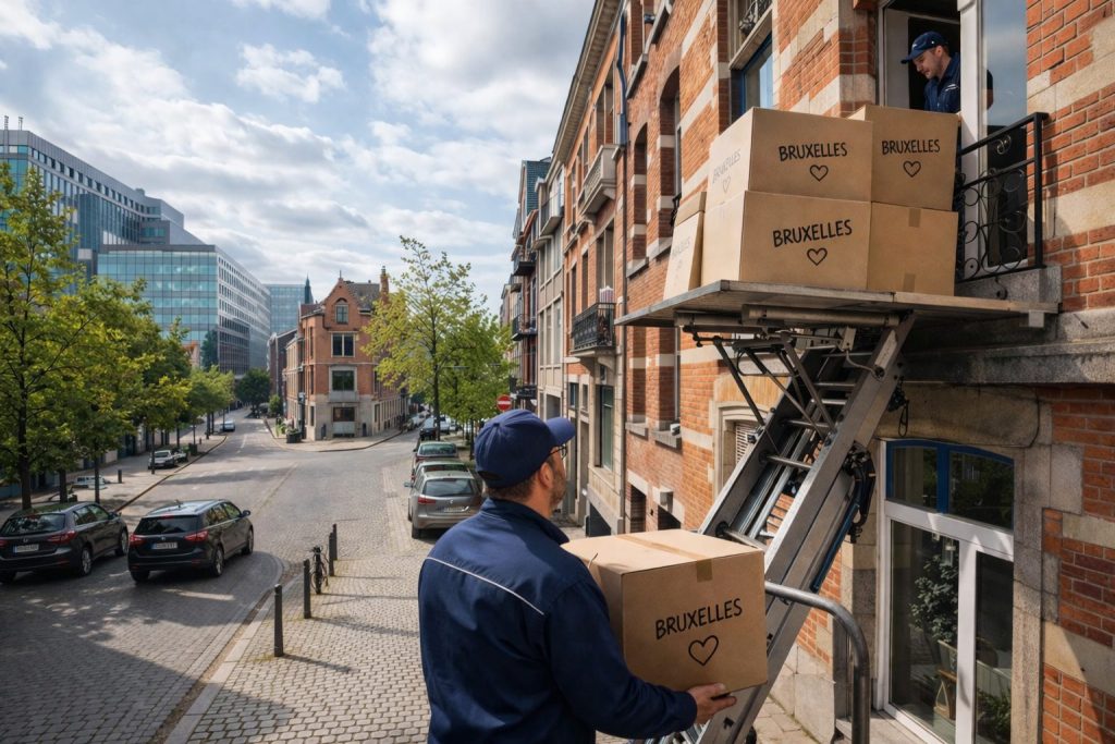 Déménager à Bruxelles - Image adaptée avec AI (c) Pierre Halleux
