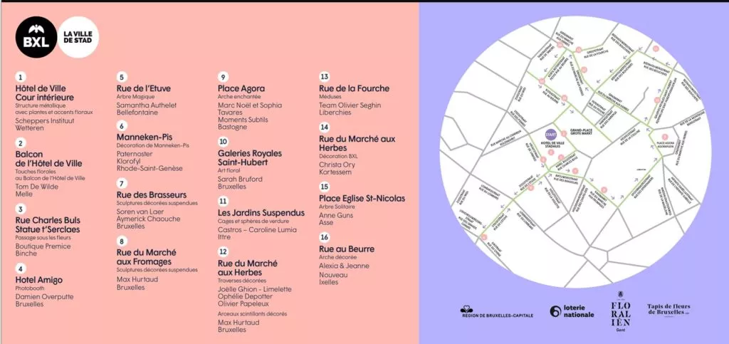 Itinerario de la ruta floral 2022 Bruselas