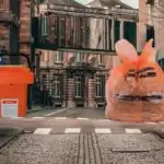 Orange bin in Brussels
